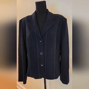 Danny & Nicole Black Blazer with White Stitching Accents (Size 18)